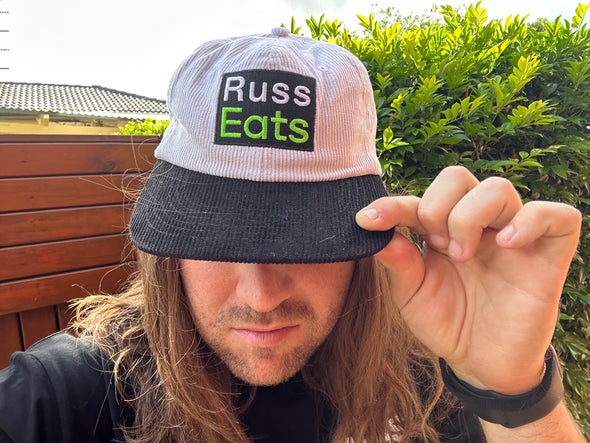 White Corduroy Hat - Russ Eats