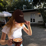 Dad Cap - Brown - White Print