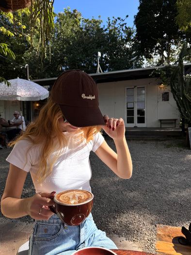 Dad Cap - Brown - White Print