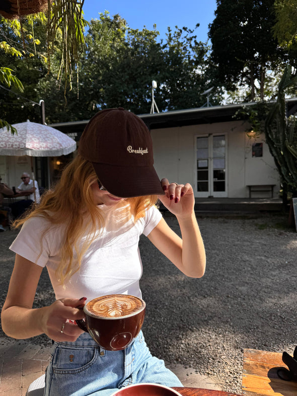 Dad Cap - Brown - White Print