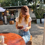 Dad Cap - Brown - White Print