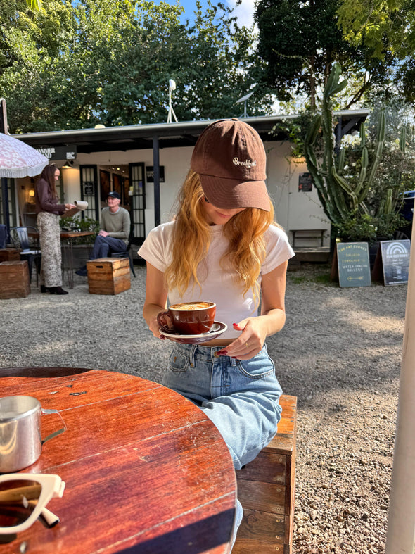 Dad Cap - Brown - White Print